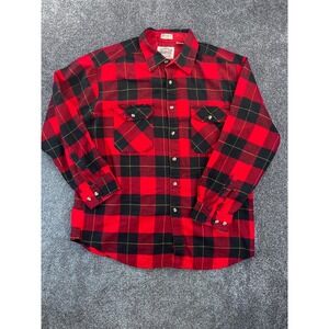 Saugatuck Dry Goods Shirt Men's L Long Sleeve‎ Flannel  Plaid  Vintage Red Black